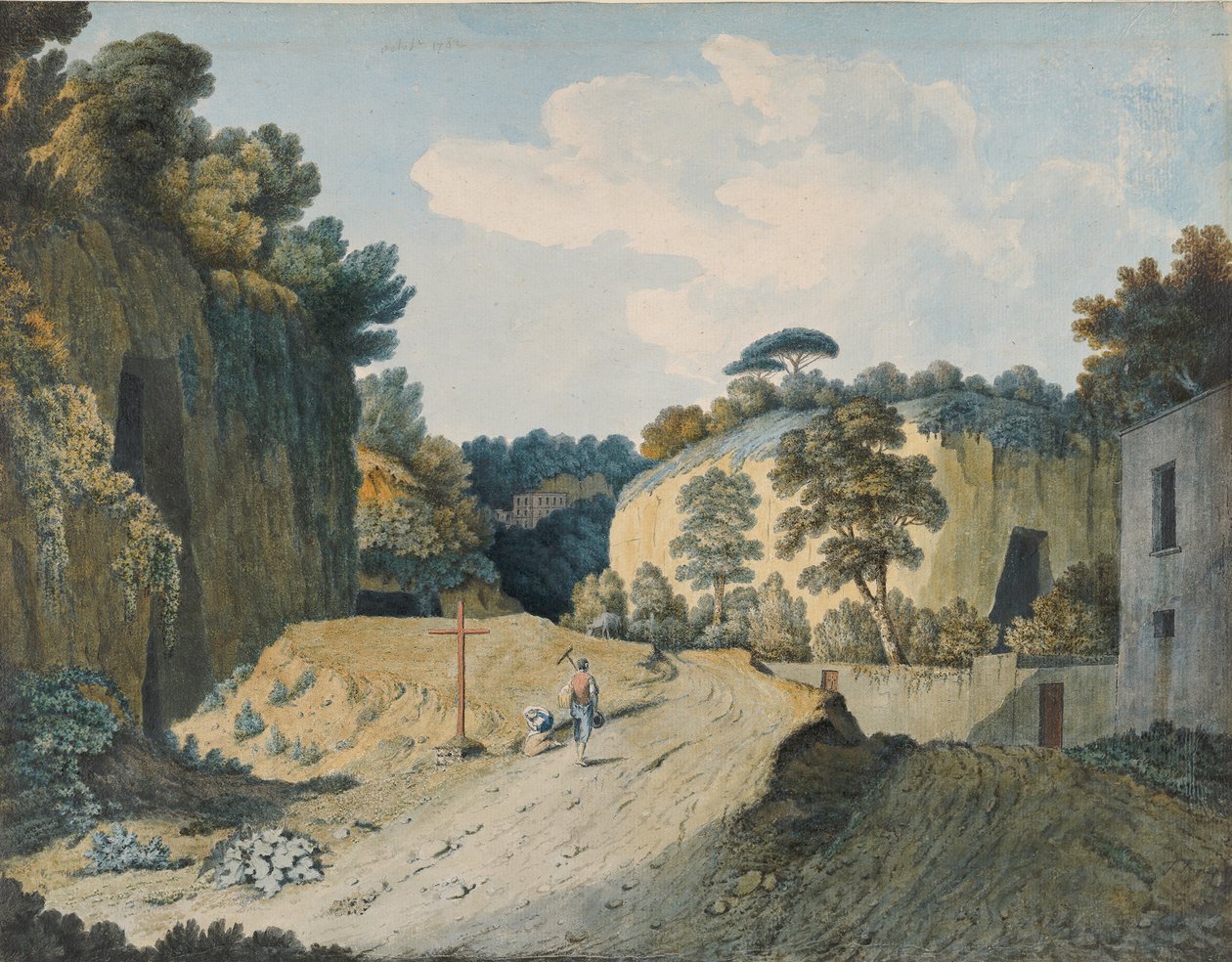 Een weg in een kloof bij Napels, 1782 door Thomas Jones