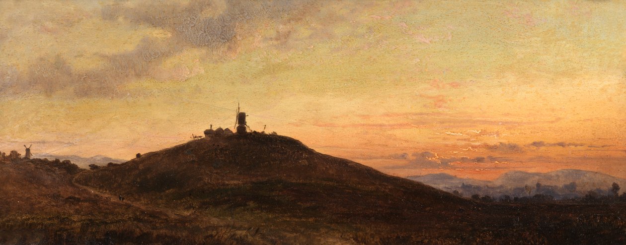 Molen bij Zonsondergang door Thomas Jr. Whittle