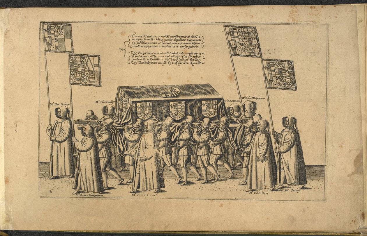 De begrafenis van Sir Philip Sidney, gegraveerd door Theodore de Brij door Thomas Lant