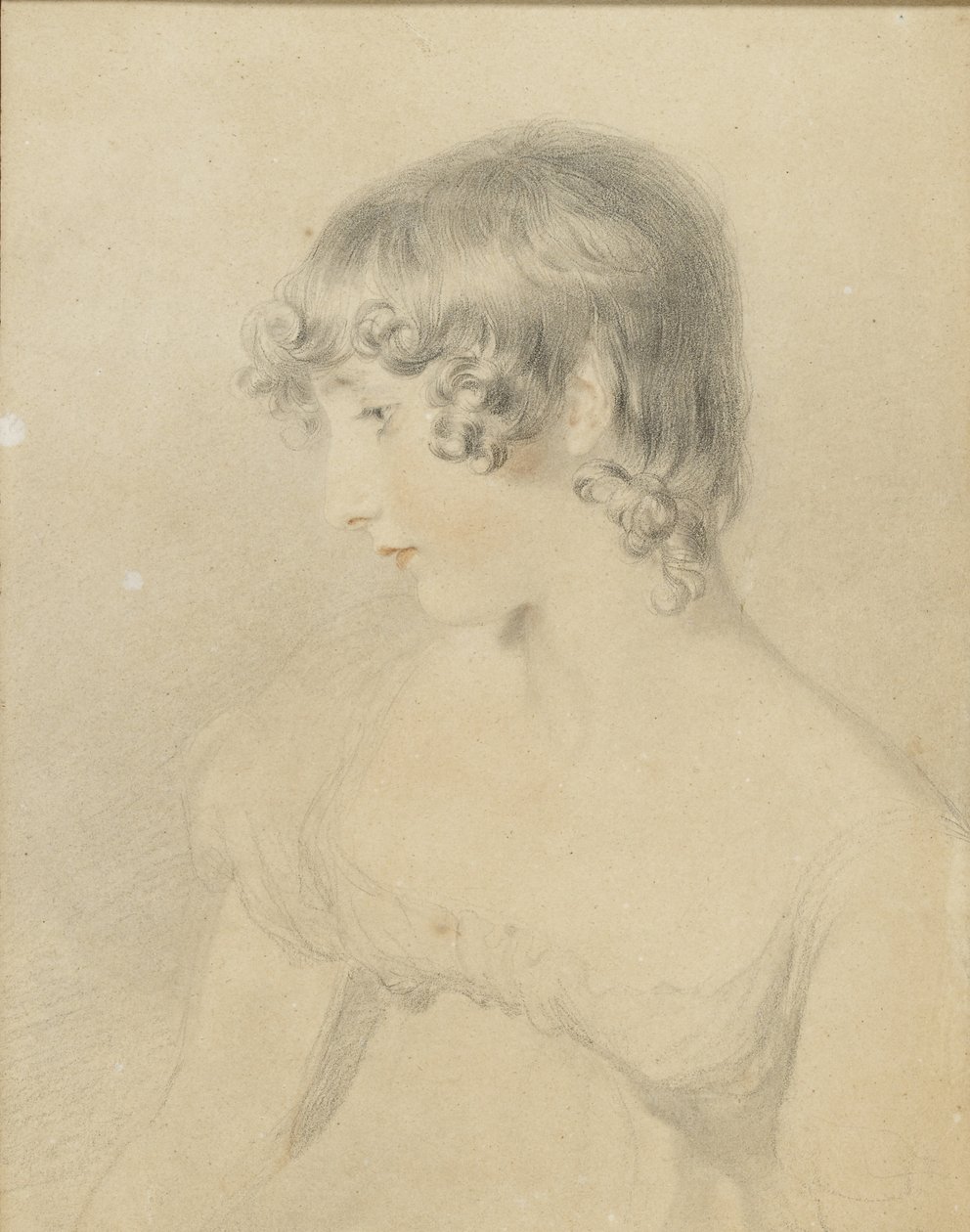 Borstbeeldportret van Susan Bloxam, naar links gedraaid (detail) door Thomas Lawrence