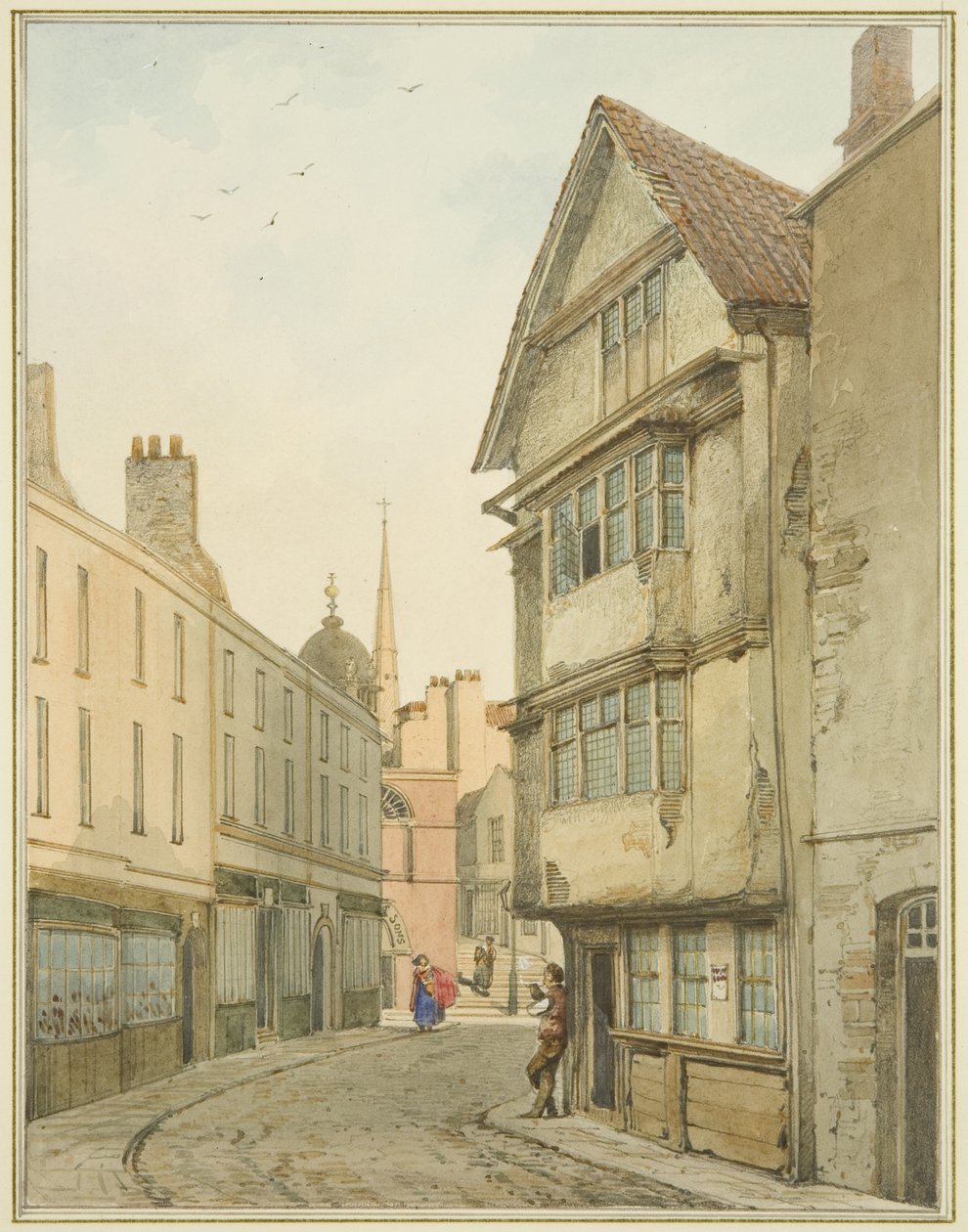 Achterstraat, kijkend naar het noorden richting Baldwinstraat door Thomas Leeson the Elder Rowbotham
