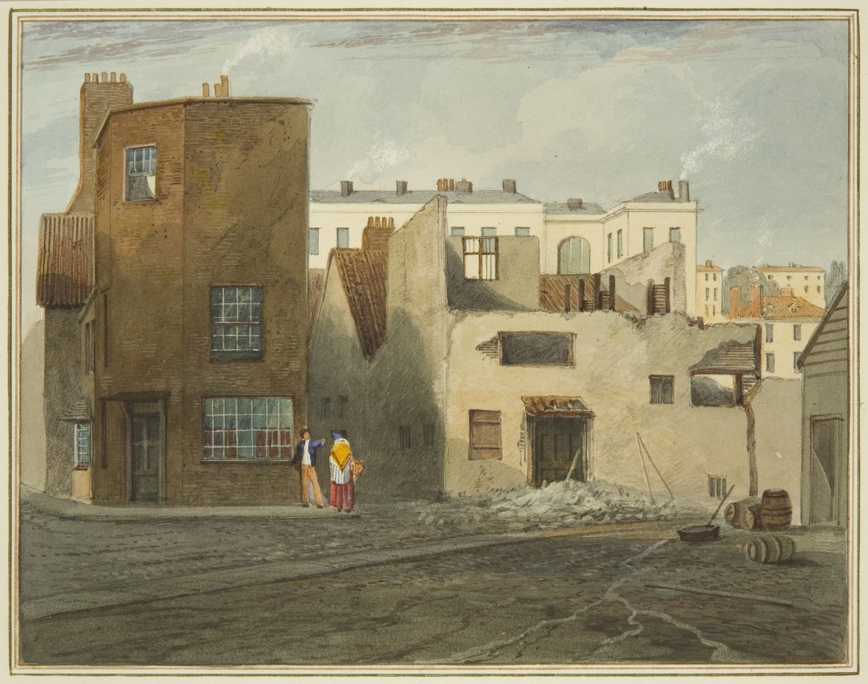 Achterkant van het ziekenhuis, met Whitson Street door Thomas Leeson the Elder Rowbotham