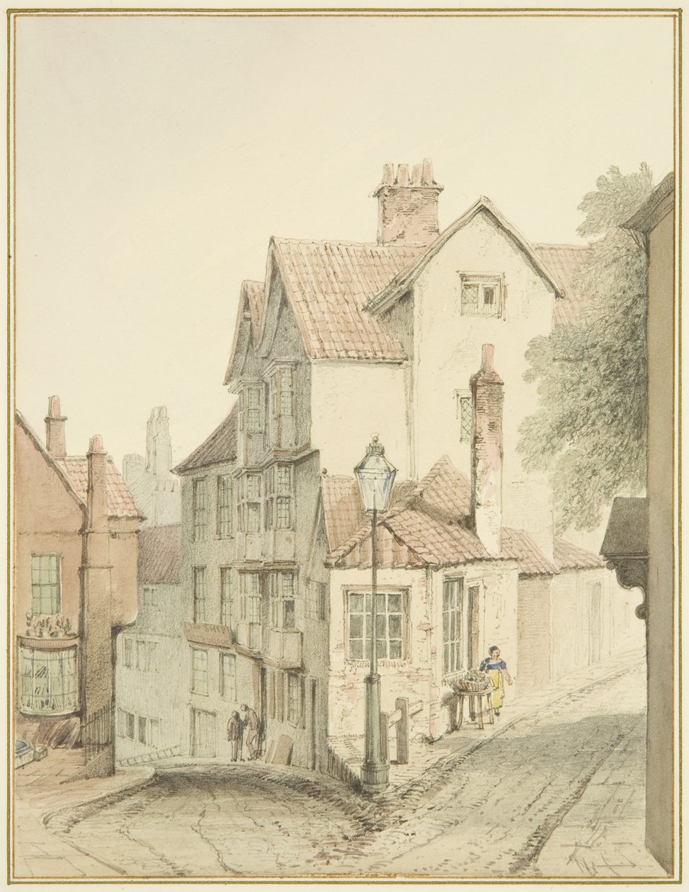 Hoek van Trenchard Lane en Steep Street door Thomas Leeson the Elder Rowbotham