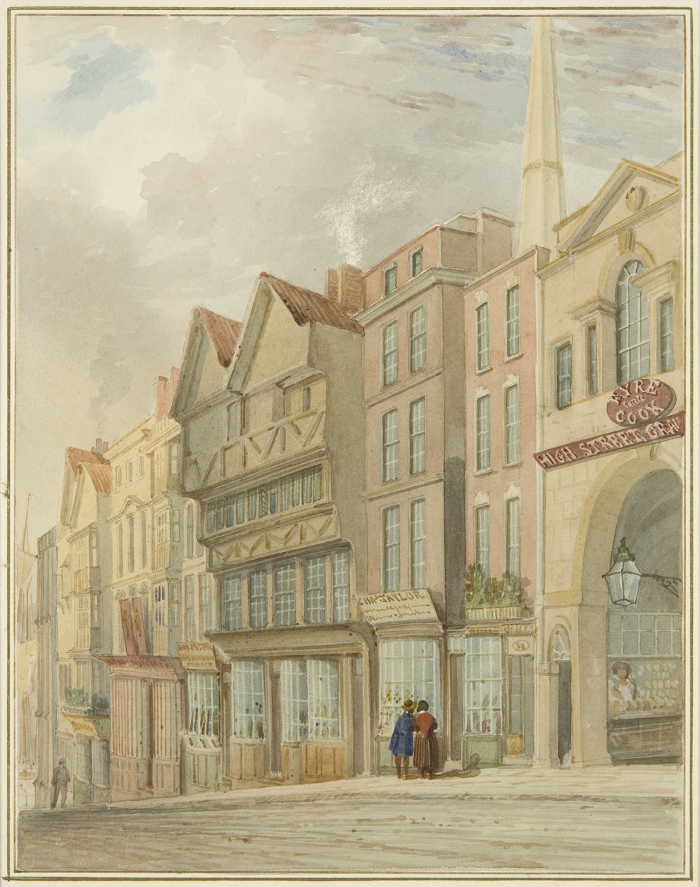 Hoogstraat met de Marktpoort door Thomas Leeson the Elder Rowbotham