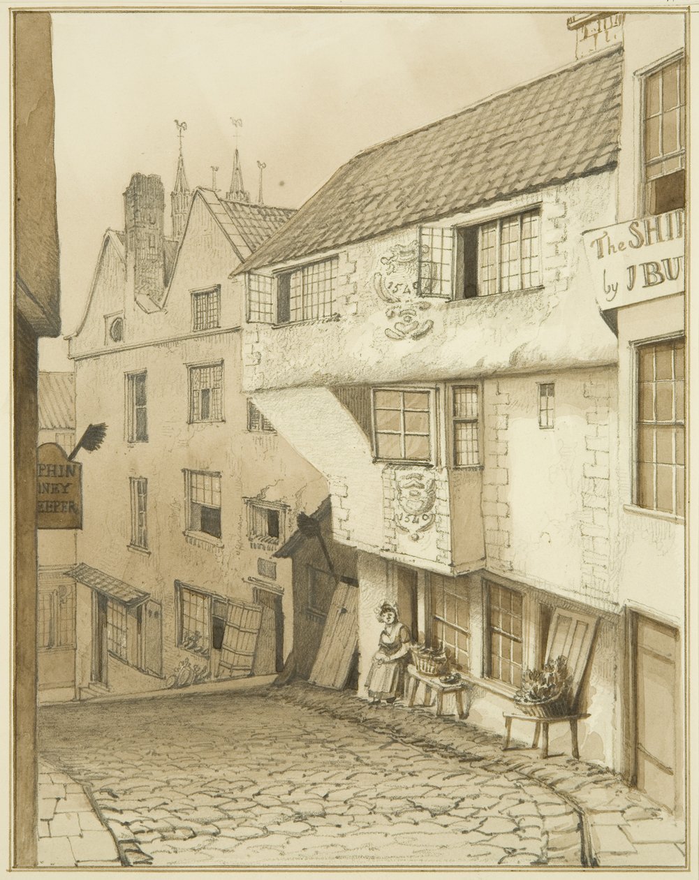 Onderkant van Steep Street, met huis door Thomas Leeson the Elder Rowbotham