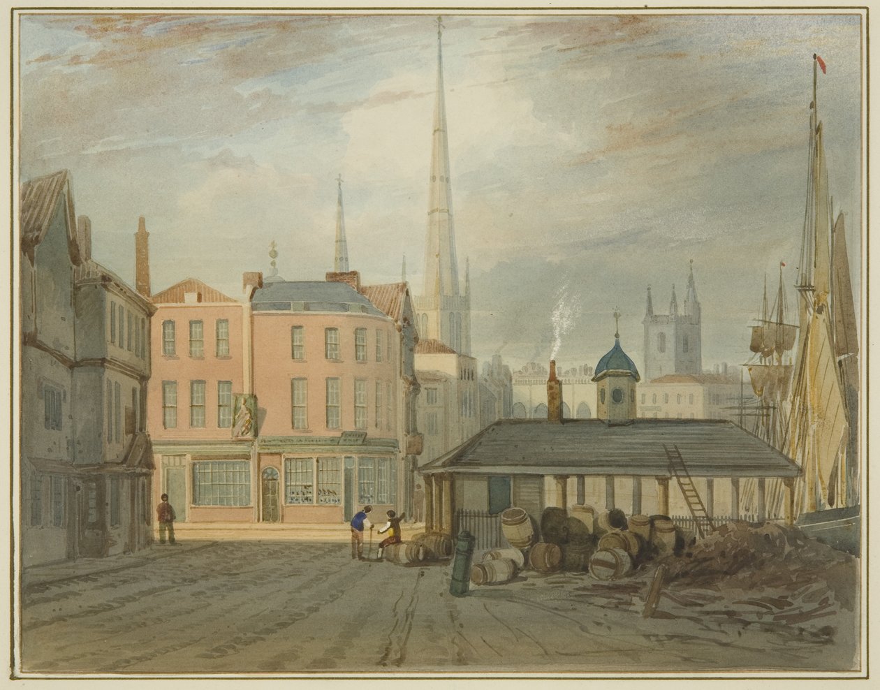 Noordoostkant van King Street, met Welsh Market door Thomas Leeson the Elder Rowbotham
