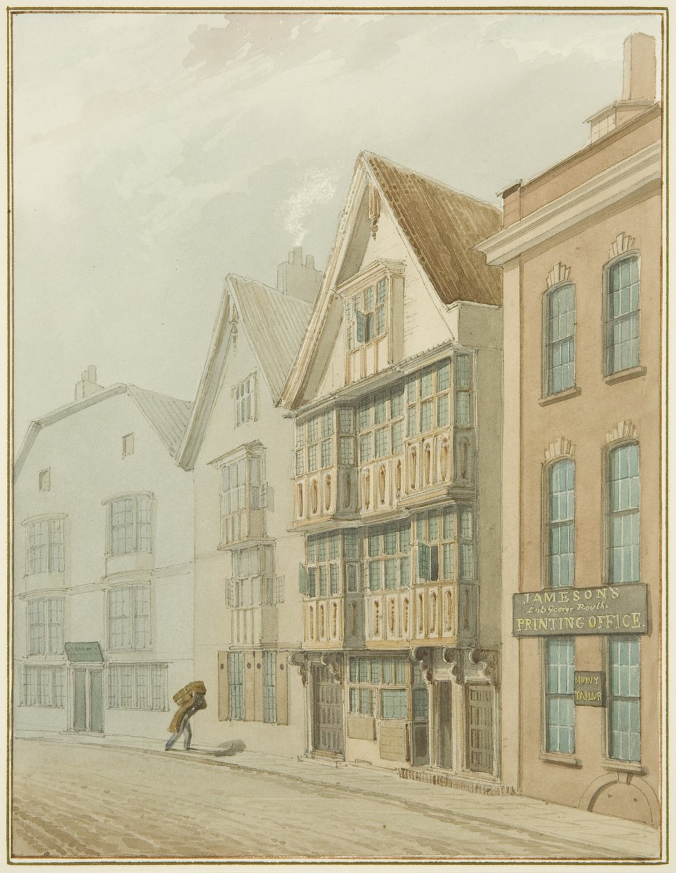Oude huizen tegenover de Merchants
