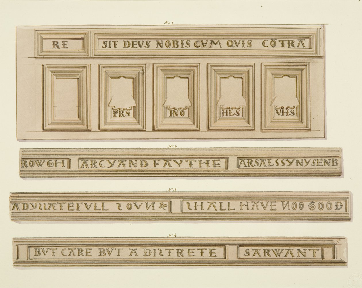 Betimmering en inscripties van 46 Baldwin Street door Thomas Leeson the Elder Rowbotham