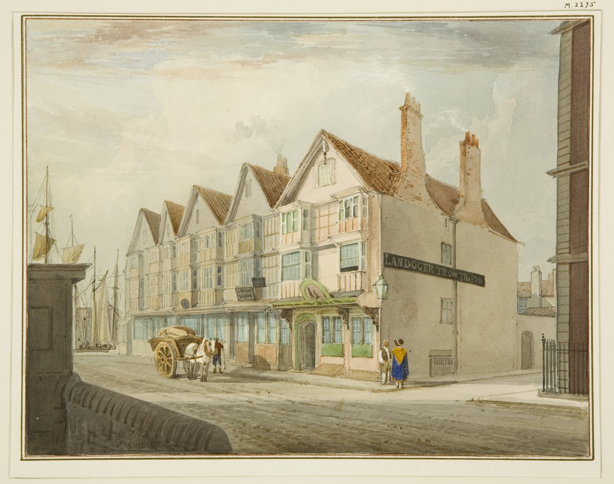 Zuidzijde van King Street met Llandoger Trow door Thomas Leeson the Elder Rowbotham