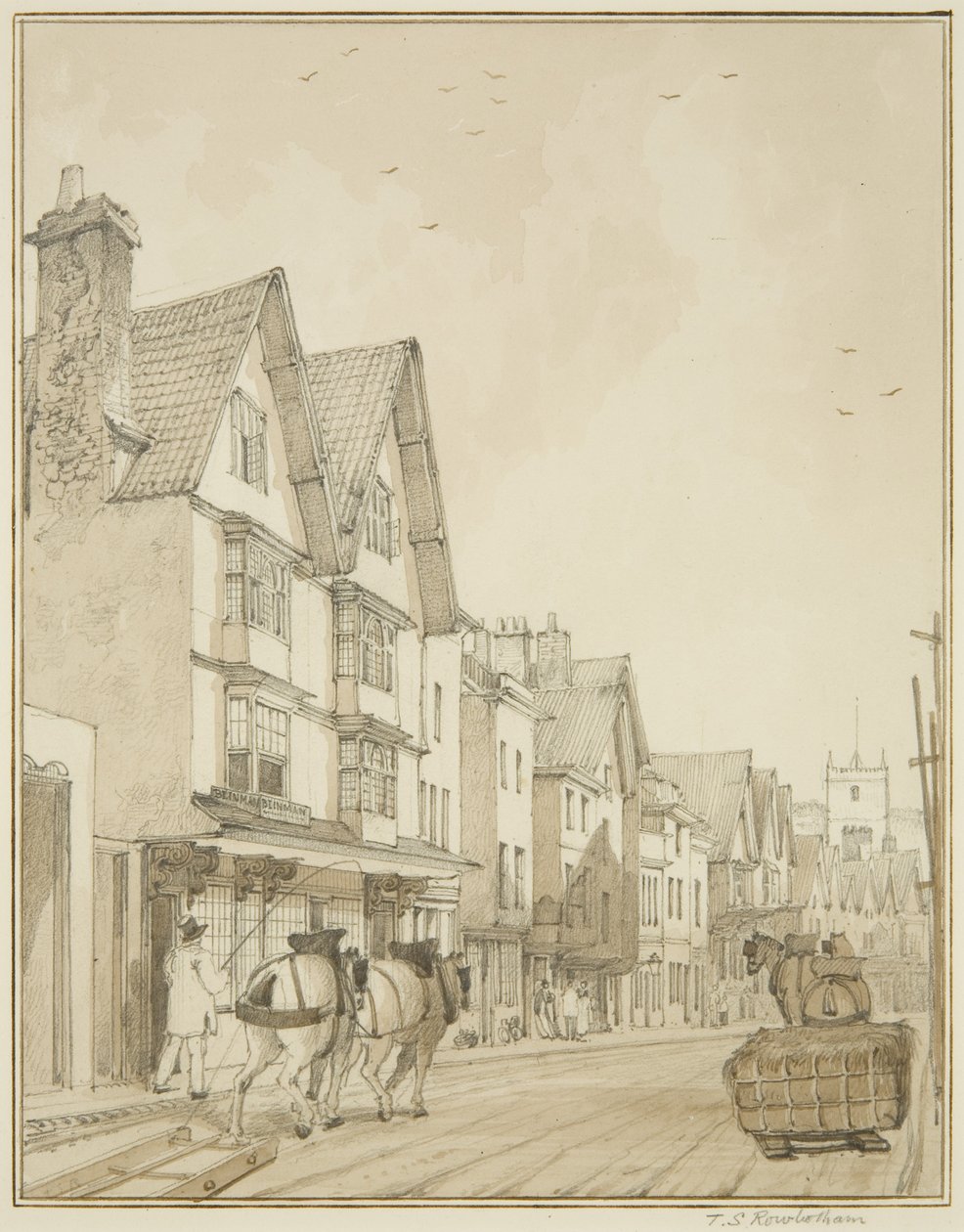 Temple Street, kijkend naar het noorden door Thomas Leeson the Elder Rowbotham