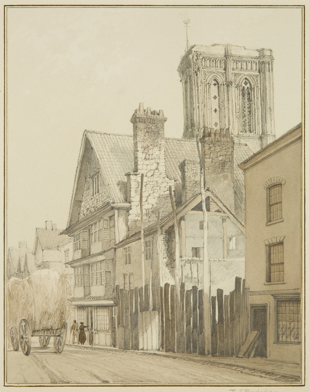 Temple Street, met de toren van Temple Church | Kunstafdruk