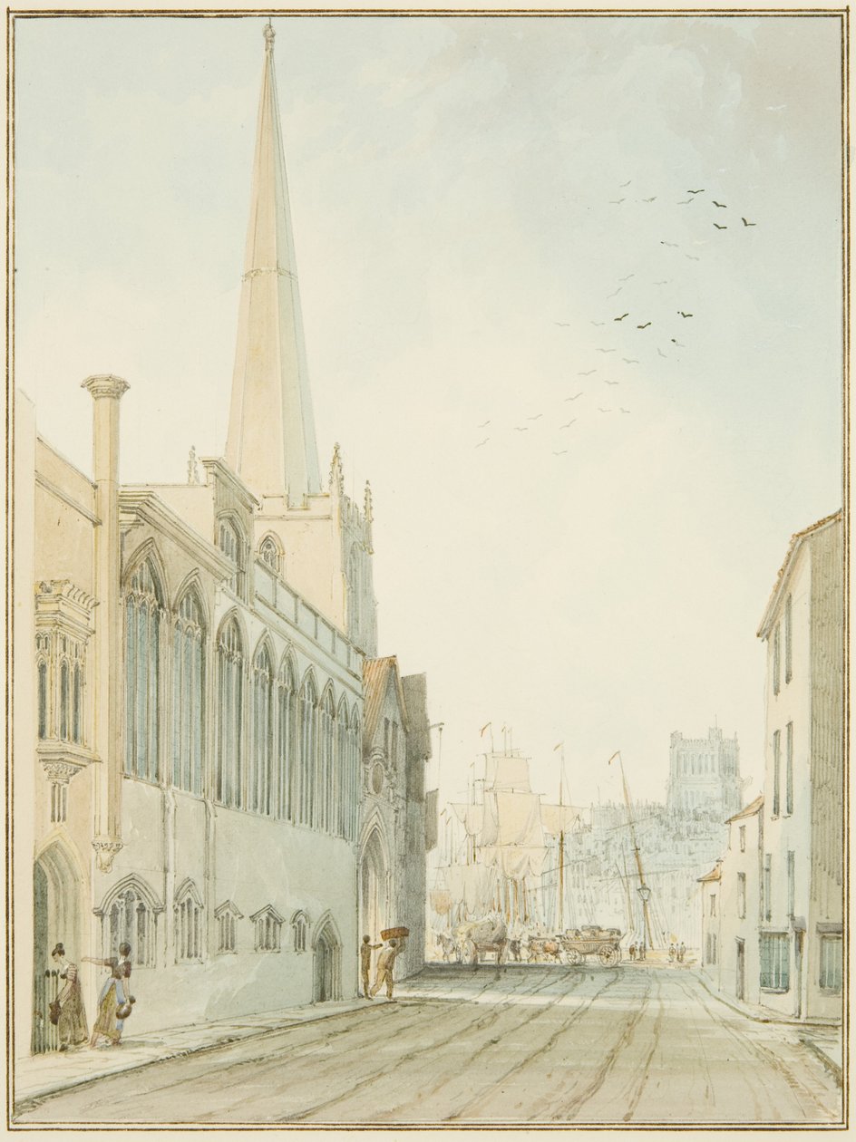 De Kerk van St John-on-the-Wall, kijkend naar de Kade door Thomas Leeson the Elder Rowbotham