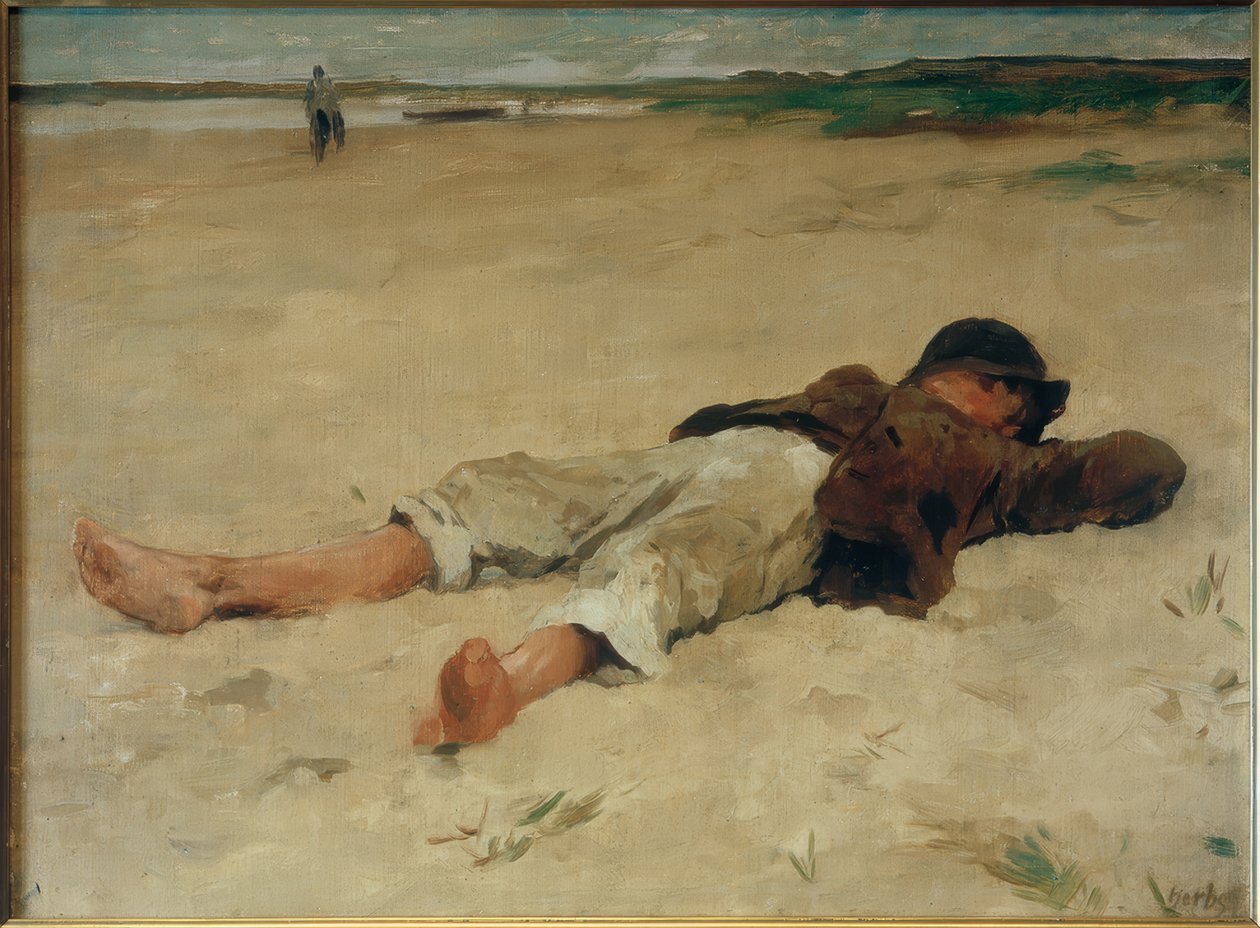 Liggende boerenjongen door Thomas Ludwig Herbst