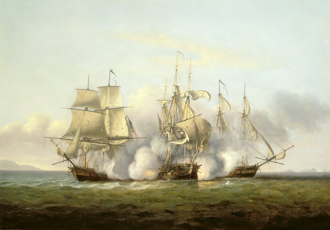 HMS Gore in actie met de Franse brikken 