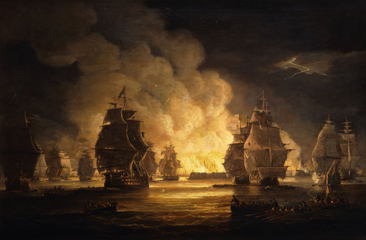 De slag om Algiers: het bombardement, 1824 door Thomas Luny