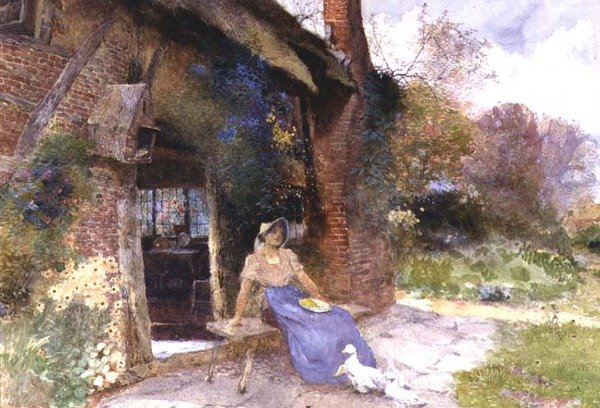 Bij de cottage deur door Thomas Mackay