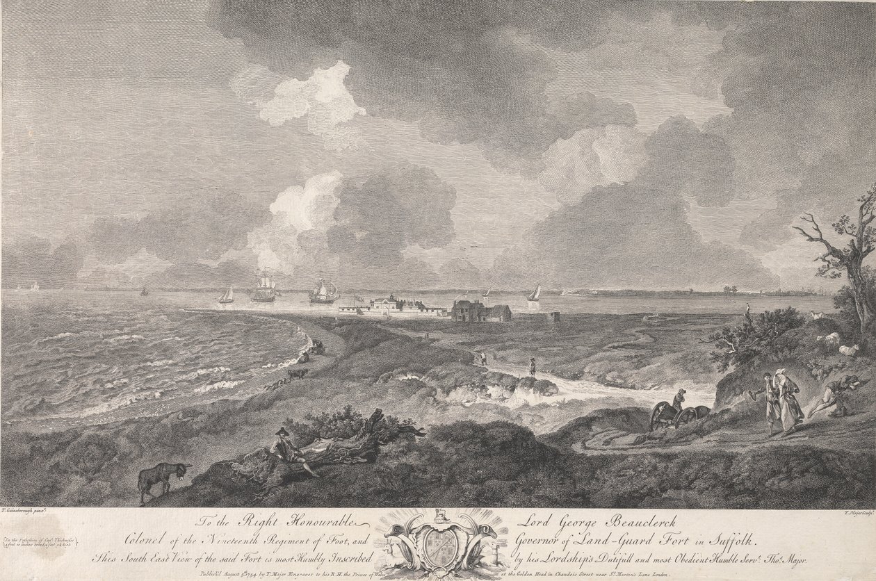 Zuidoostelijk uitzicht op Land-Guard Fort, in Suffolk door Thomas Major