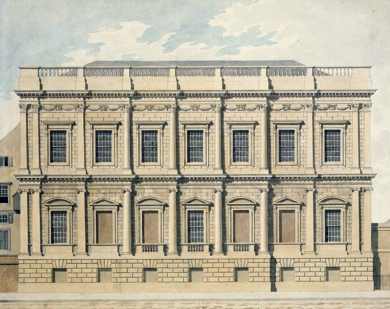 Uitzicht op het Bankethuis in Whitehall, Westminster, ca. 1790 door Thomas Malton Jnr.