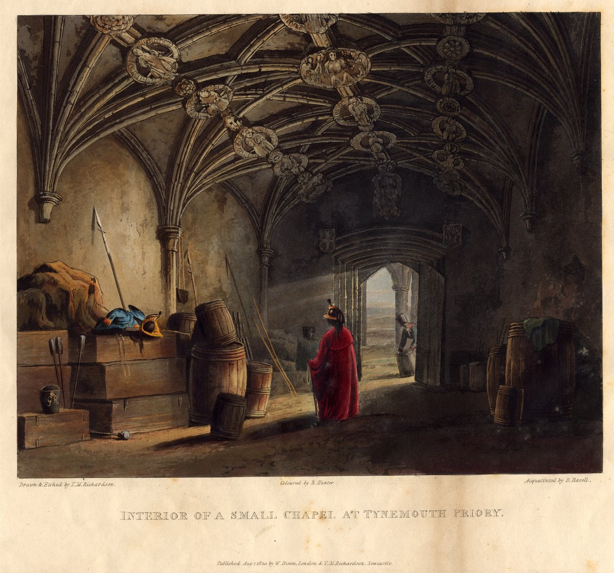 Interieur van een kleine kapel in Tynemouth Priory, 1820 door Thomas Miles Richardson