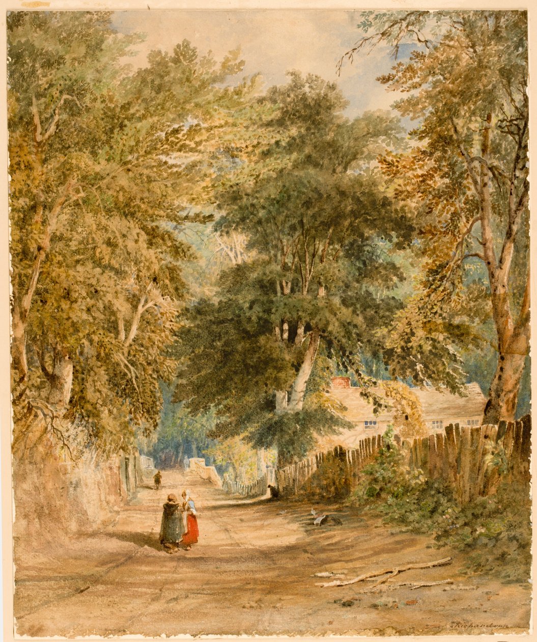 Landschap - Weg met figuren door Thomas Miles Richardson