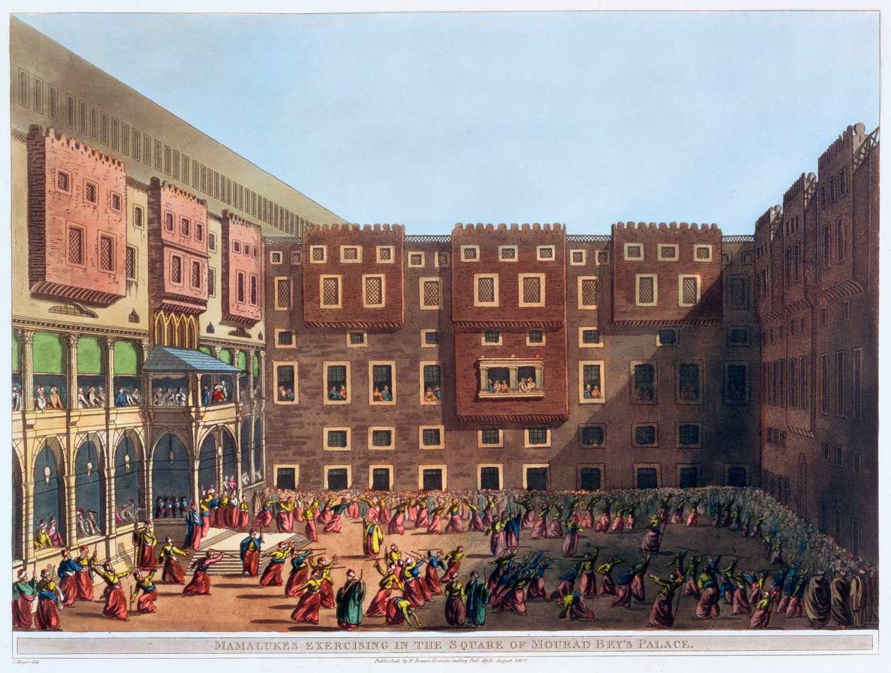 Mamelukken Oefenen op het Plein van het Paleis van Mourad Bey, Caïro, Egypte door Thomas Milton