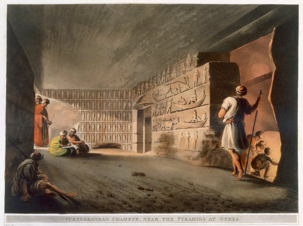 Ondergrondse kamer bij de piramides van Gizeh, 1802 door Thomas Milton