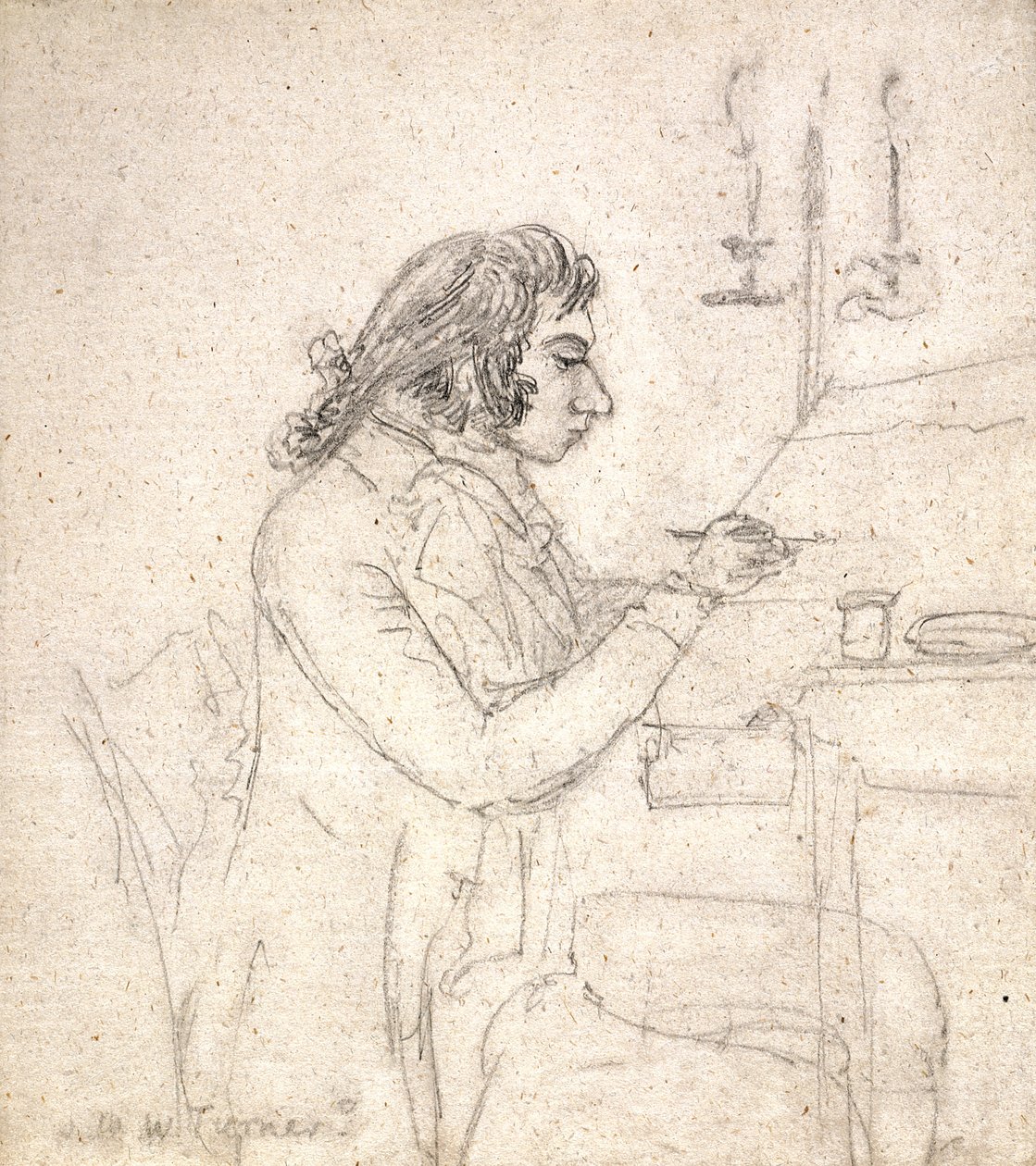 J. M. W. Turner aan een Tafel; Verso: Mevrouw Monro Slapend door Thomas Monro