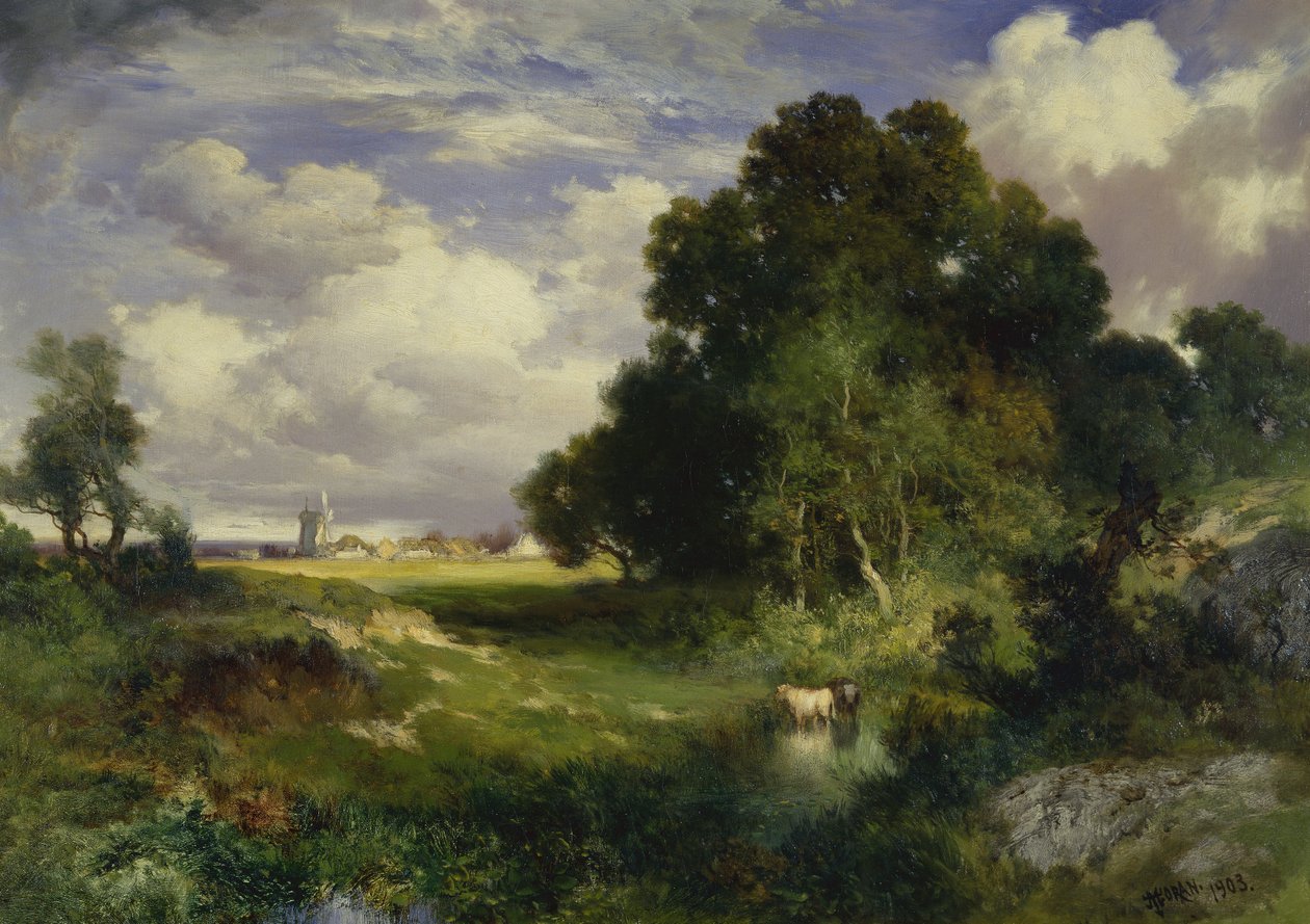 Een zomerdag, East Hampton, Long Island door Thomas Moran