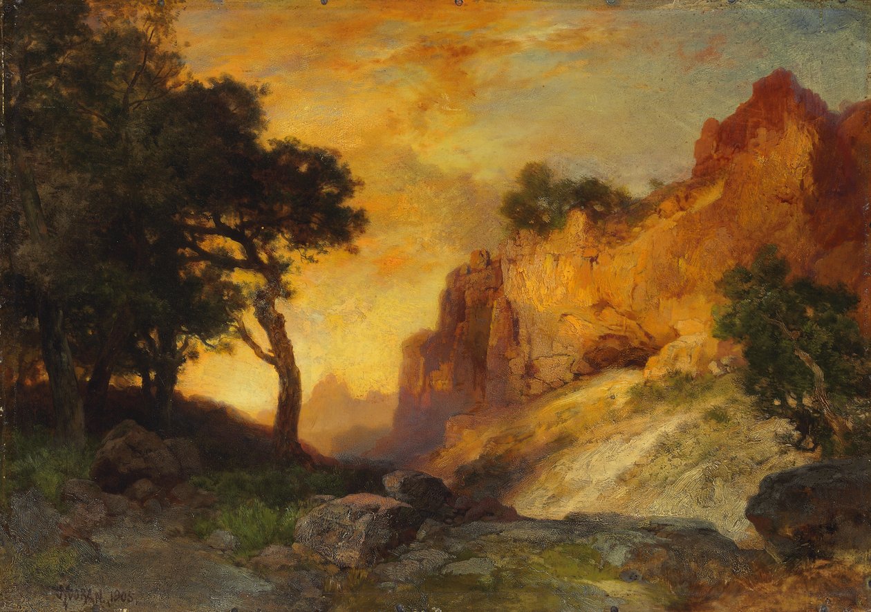 Een zijcanyon, Grand Canyon, Arizona, 1905 door Thomas Moran