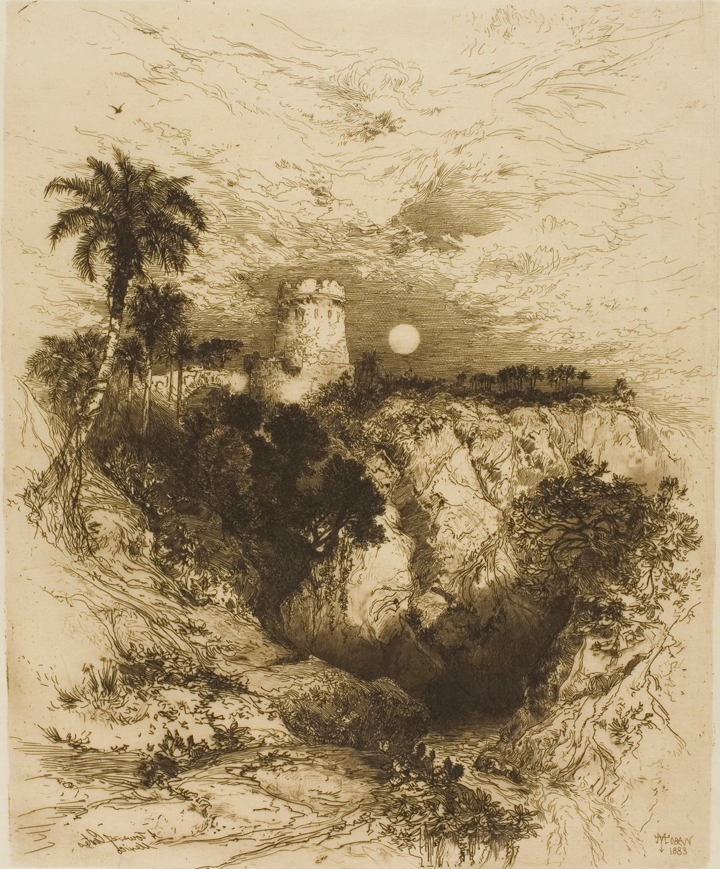 Een toren van Cortez - Mexico door Thomas Moran