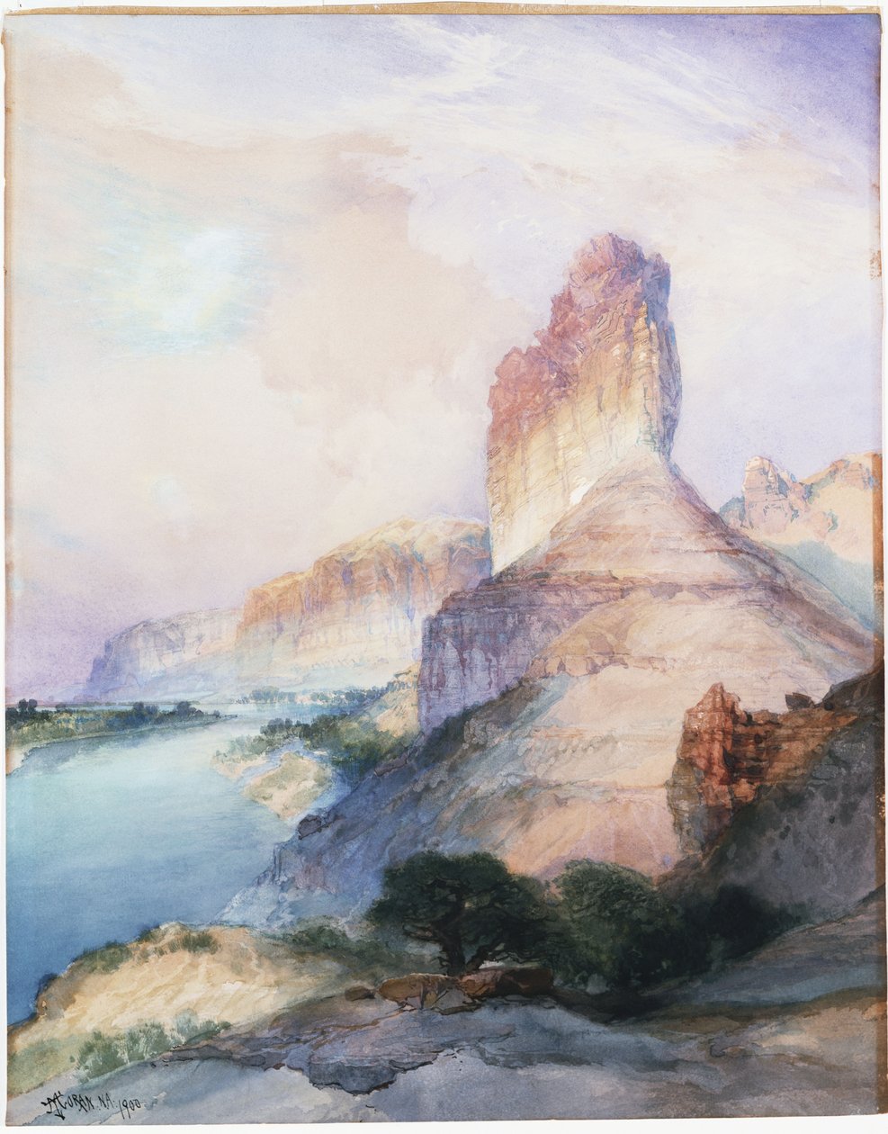Castle Butte, Green River, Wyoming, 1900 door Thomas Moran
