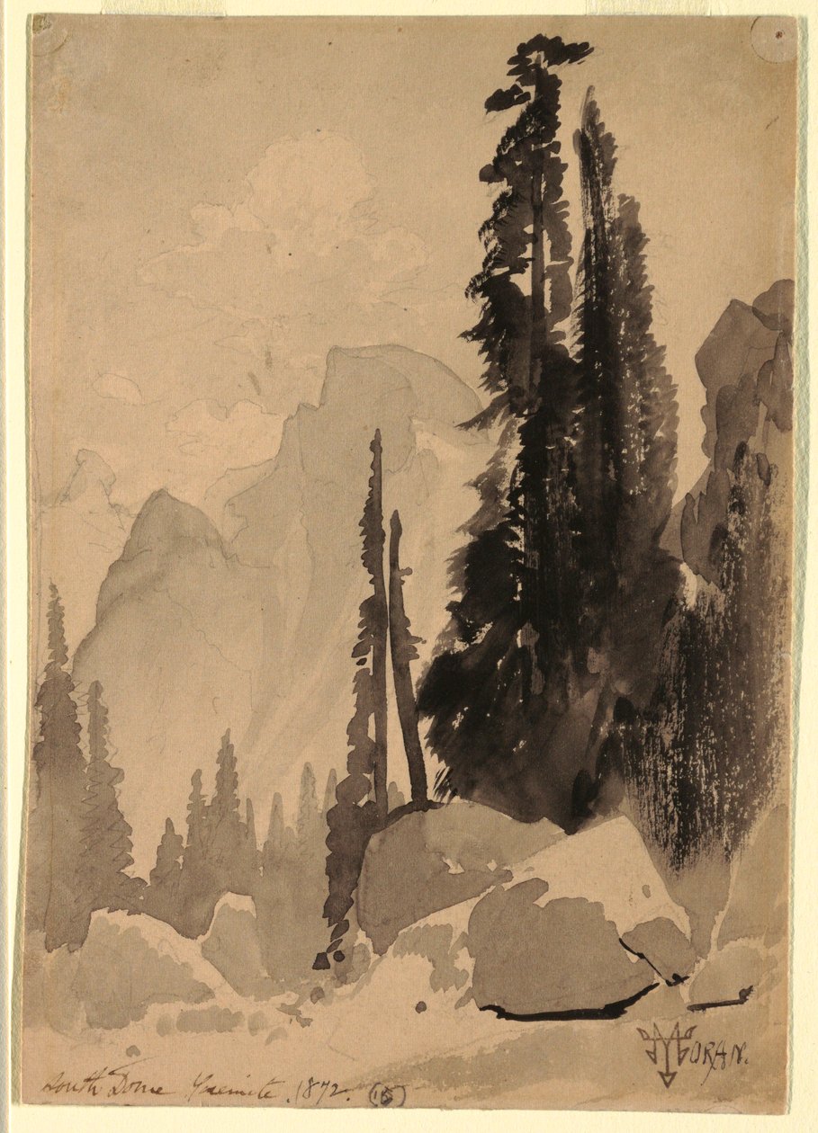 Tekening, Half Dome, Yosemite, 1872 door Thomas Moran