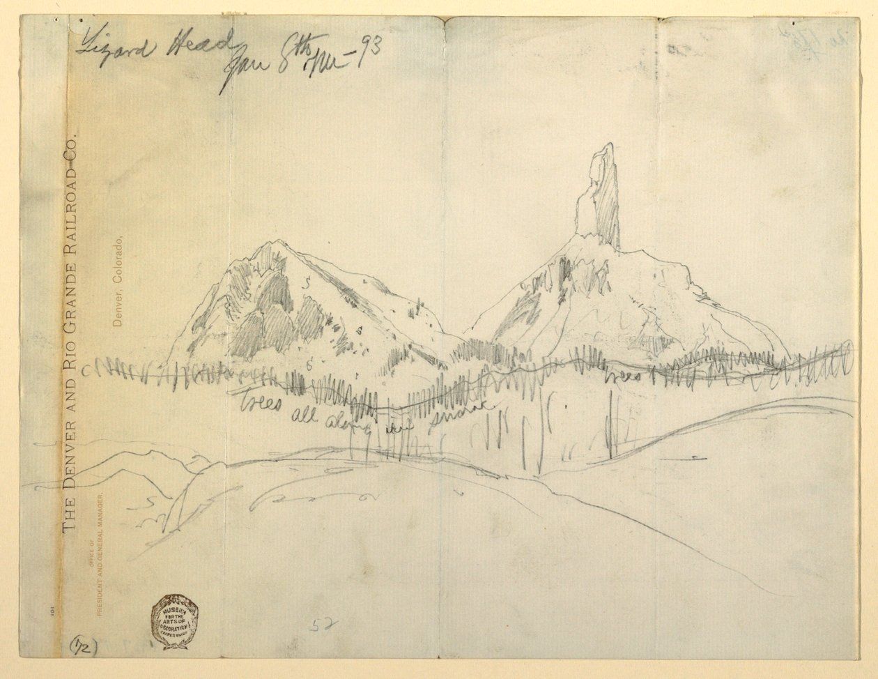 Tekening, Lizard Head, Colorado door Thomas Moran