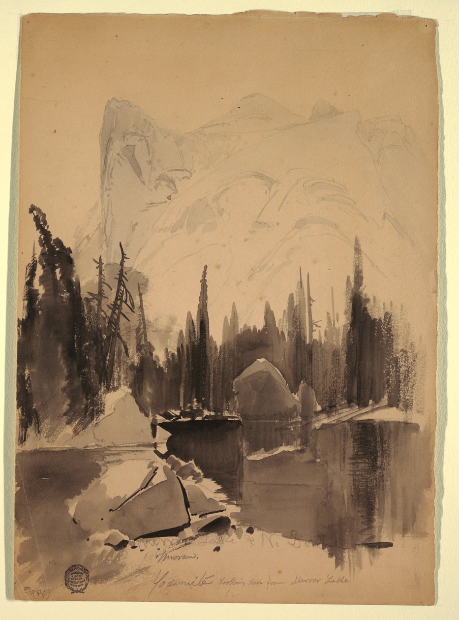Tekening, Mirror Lake, Yosemite, 1872 door Thomas Moran