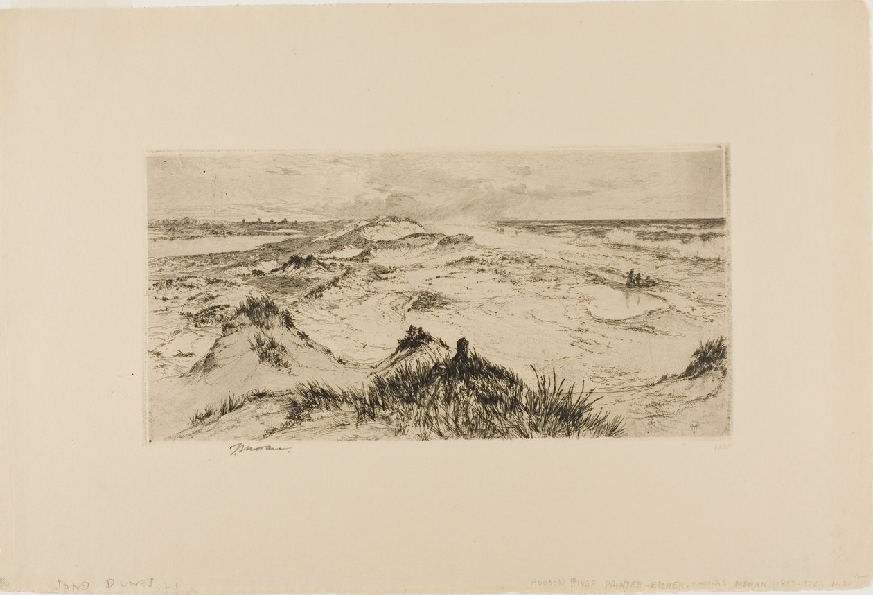 Kijkend over de zandduinen - Easthampton door Thomas Moran