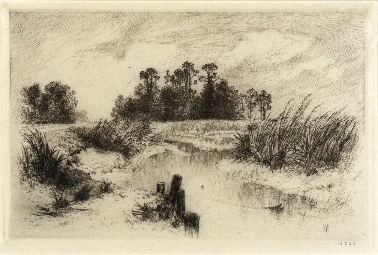 In de buurt van Easthampton, L.I. (Passaic Meadows) door Thomas Moran