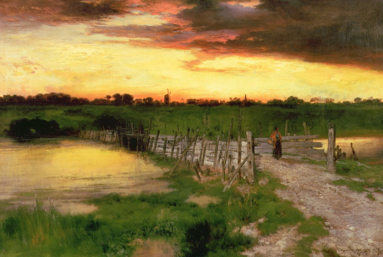 De Oude Brug Over Hook Pond, 1907 door Thomas Moran