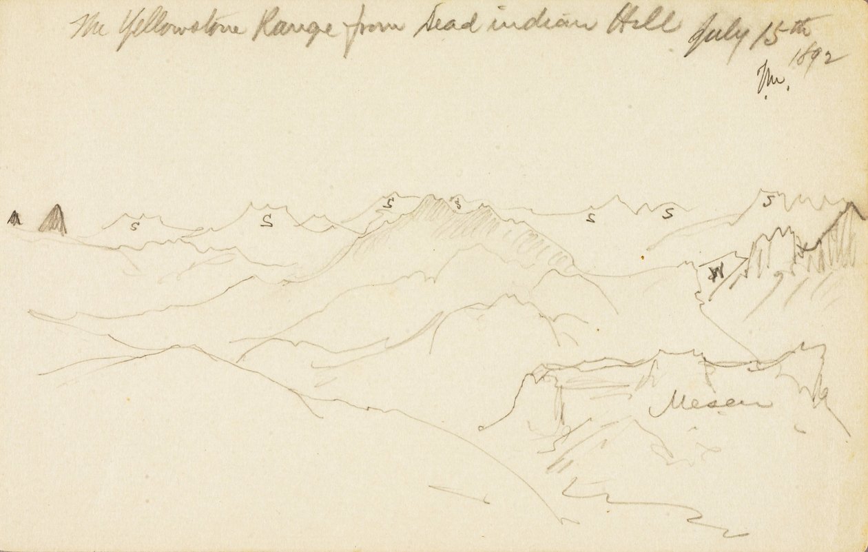 De Yellowstone Range vanaf Dead Indian Hill door Thomas Moran