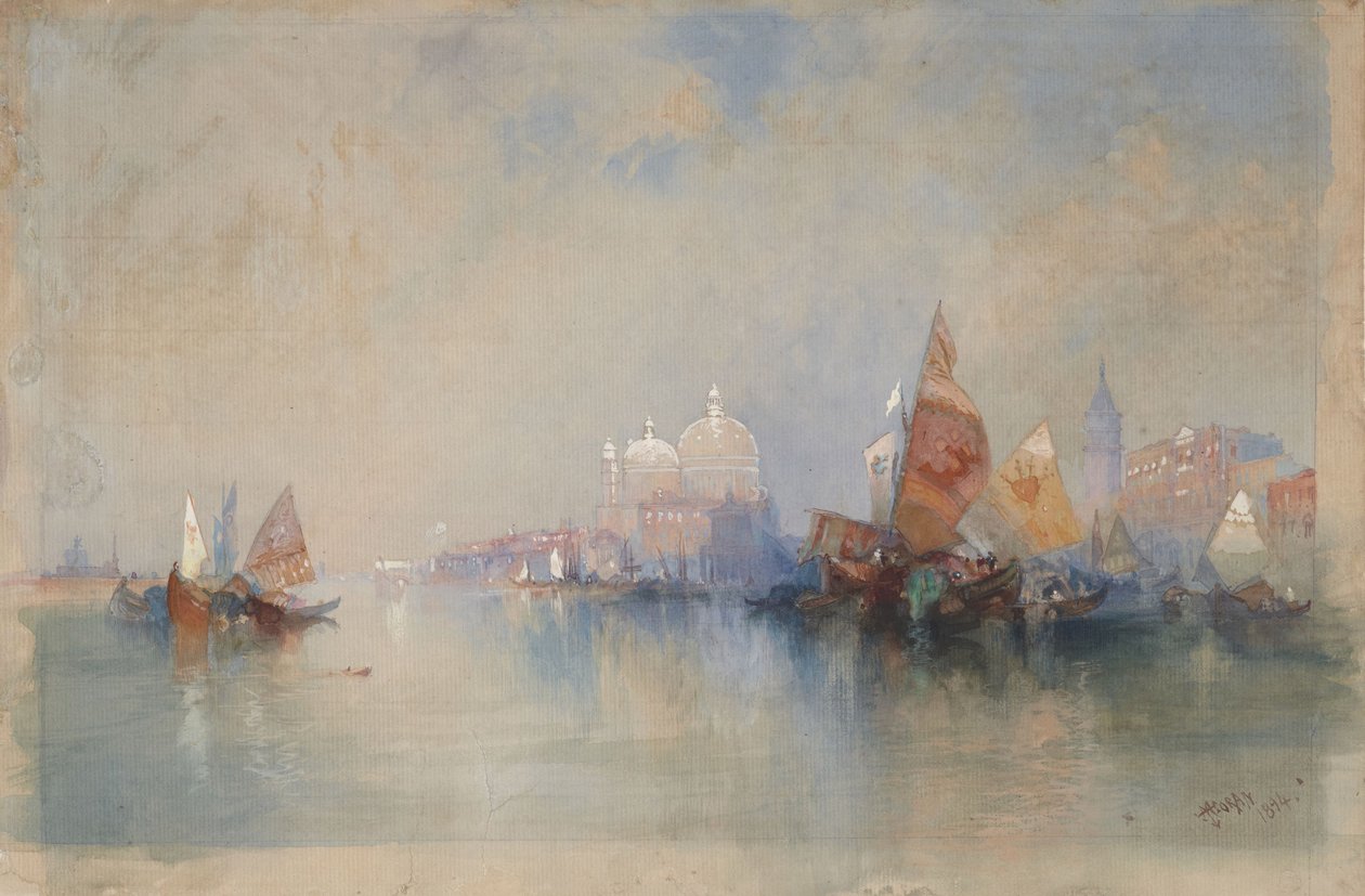 Venetië: de lagune met zicht op Santa Maria della Salute door Thomas Moran
