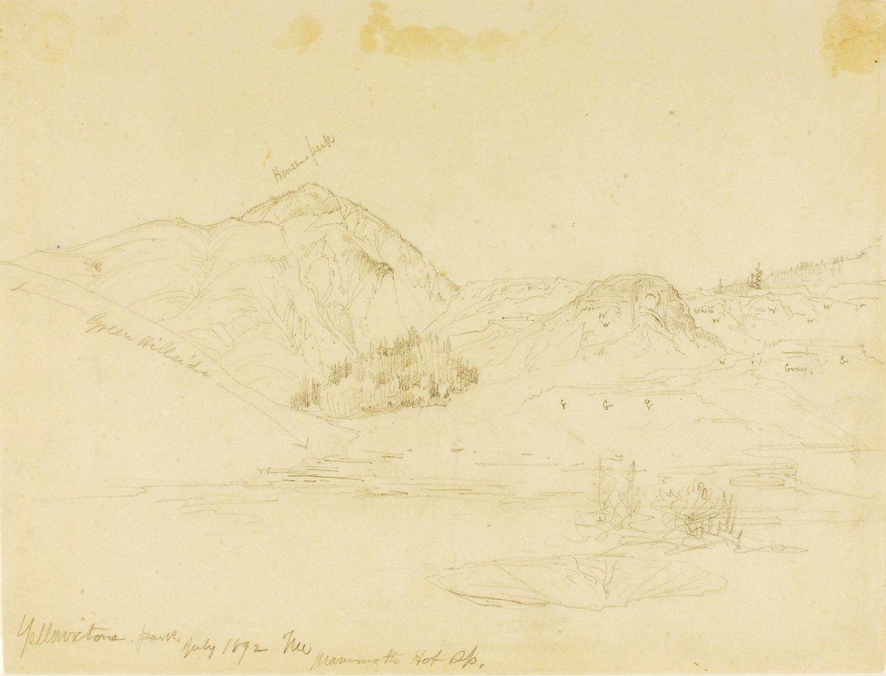 Yellowstone Park, Mammoth Hot Springs door Thomas Moran