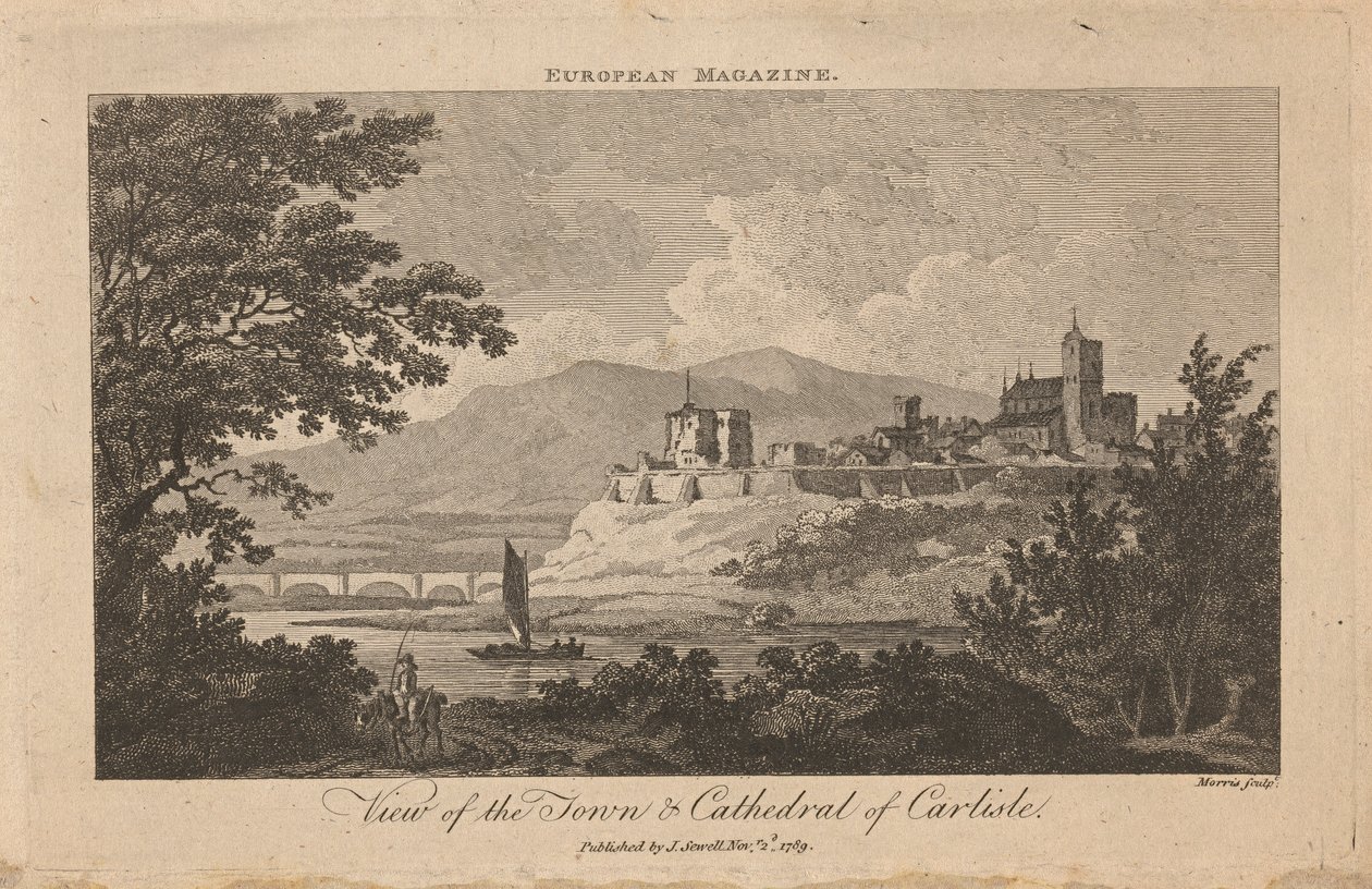 Uitzicht op de Stad en Kathedraal van Carlisle door Thomas Morris