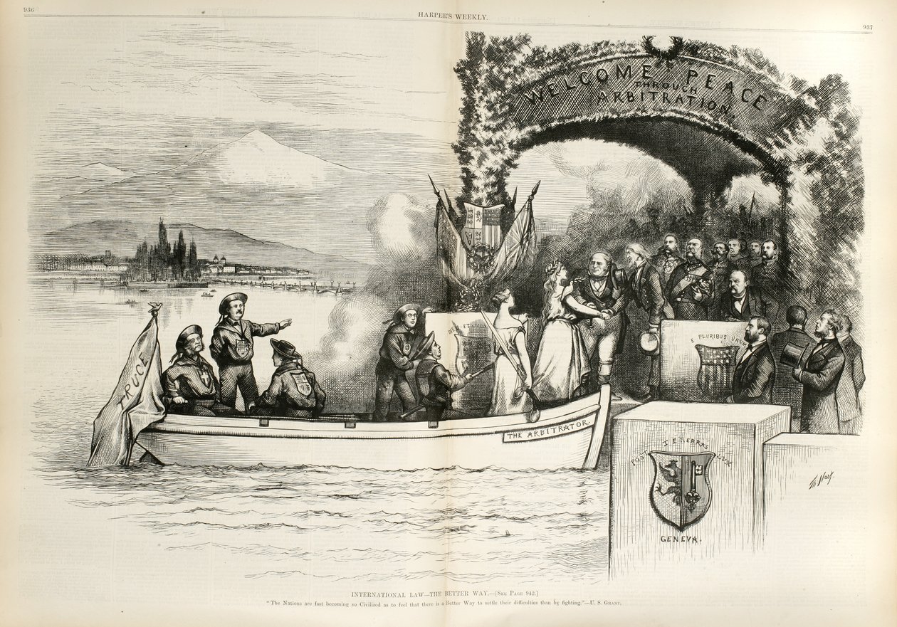 Internationaal recht - De betere weg..., 1874 door Thomas Nast