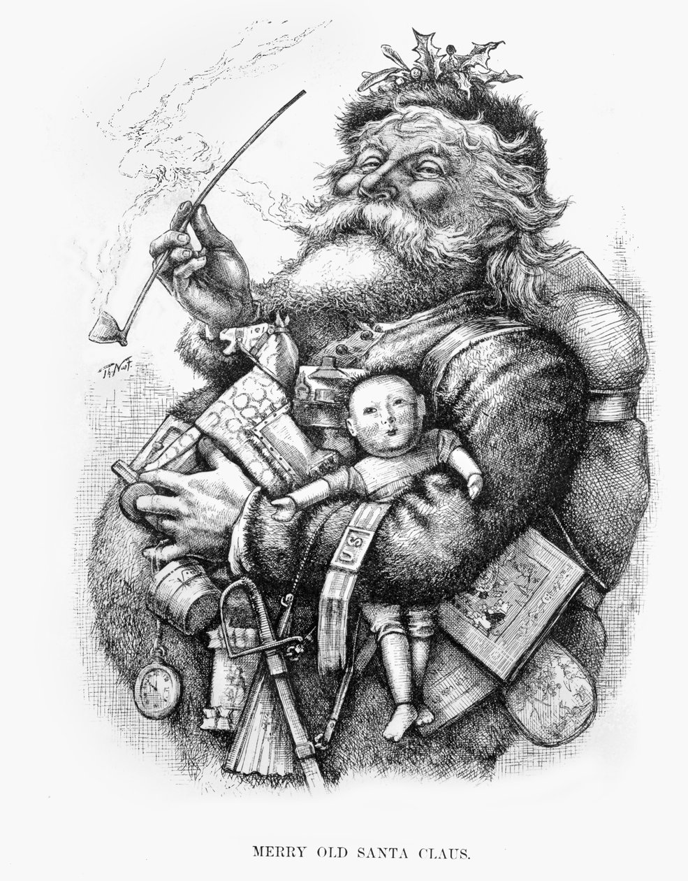 Vrolijke Oude Kerstman, gegraveerd door de kunstenaar door Thomas Nast