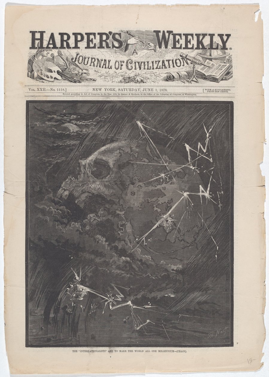 De "Internationalisten" moeten de wereld één millennium maken - (Chaos) door Thomas Nast