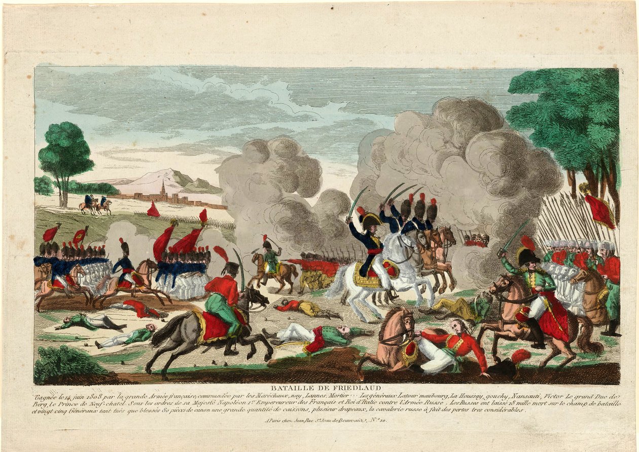 De slag bij Friedland. Een aanval van de Russische Leib Garde op 14 juni 1807 - Naudet, Thomas Charles door Thomas Naudet