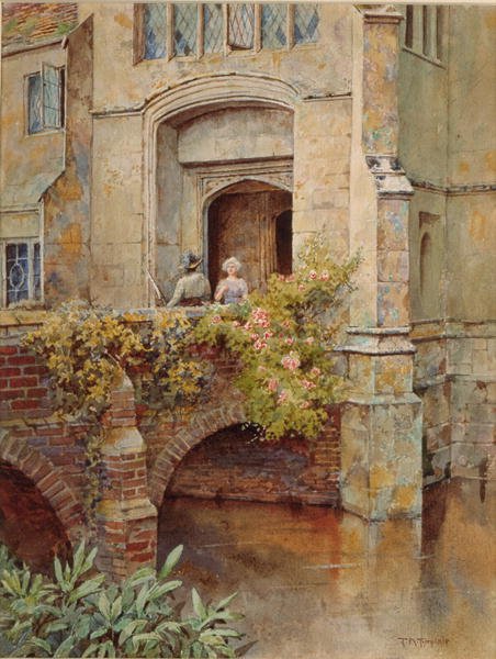 Op de brug bij Baddesley Clinton Hall door Thomas Nicholson Tyndale
