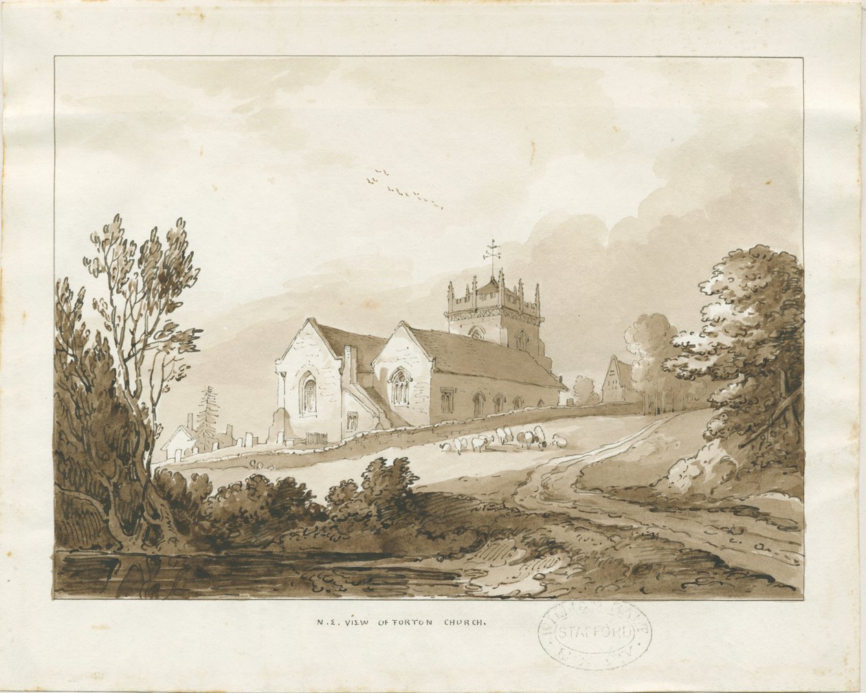Forton Kerk: wassing tekening, nd [?1838] door Thomas Peploe Wood