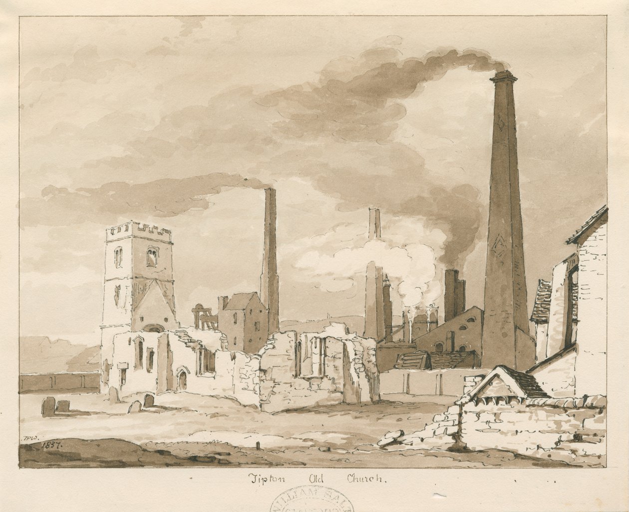 Tipton Oude Kerk, 1837 door Thomas Peploe Wood