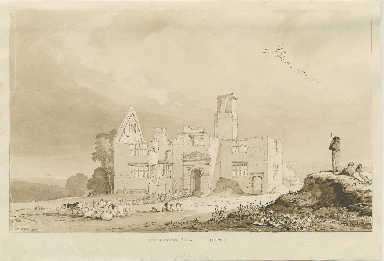 Tittensor - Oud Landhuis, 1837 door Thomas Peploe Wood