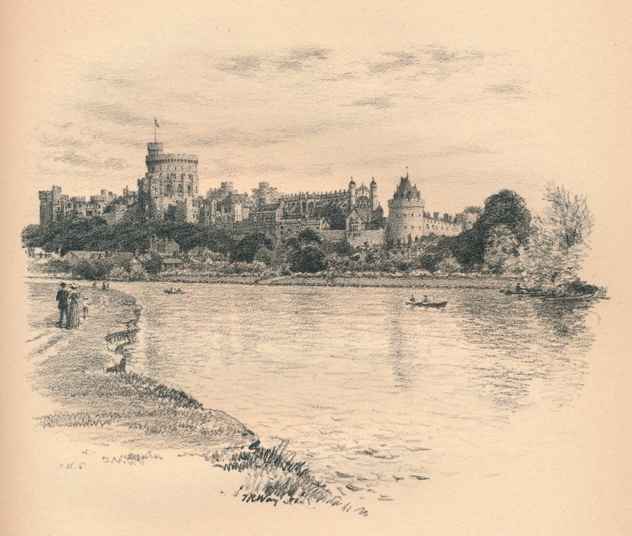 Windsor Castle Vanaf de Rivier, 1902 door Thomas Robert Way